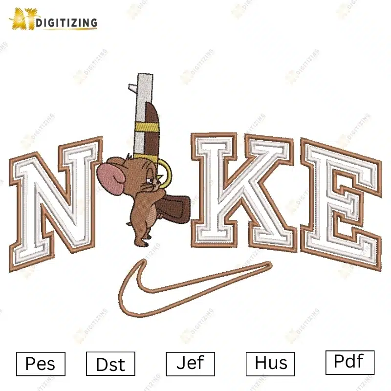 Nike Jerry with Gun Embroidery Design - AT DIGITIZING