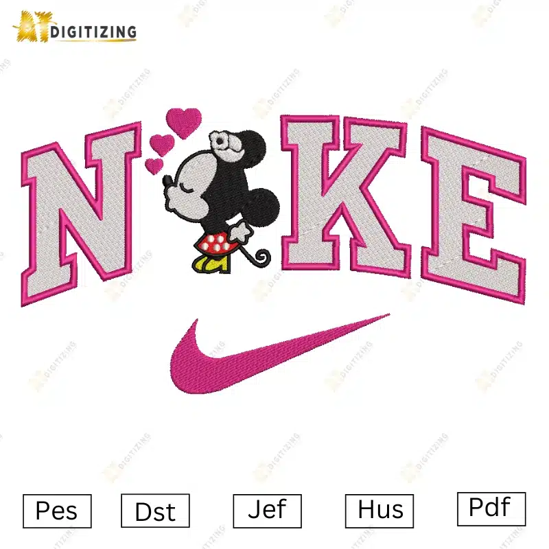 Nike Minnie Heart Embroidery File - AT DIGITIZING