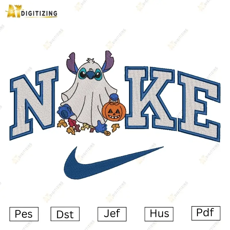 Nike Stitch Ghost Halloween Embroidery Design - Dst, Pes, Jef - AT ...