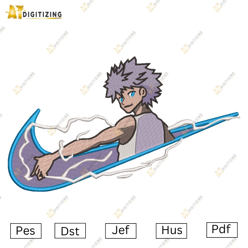 Killua Patterns Swoosh Killua Embroidery design | AtDigitizing