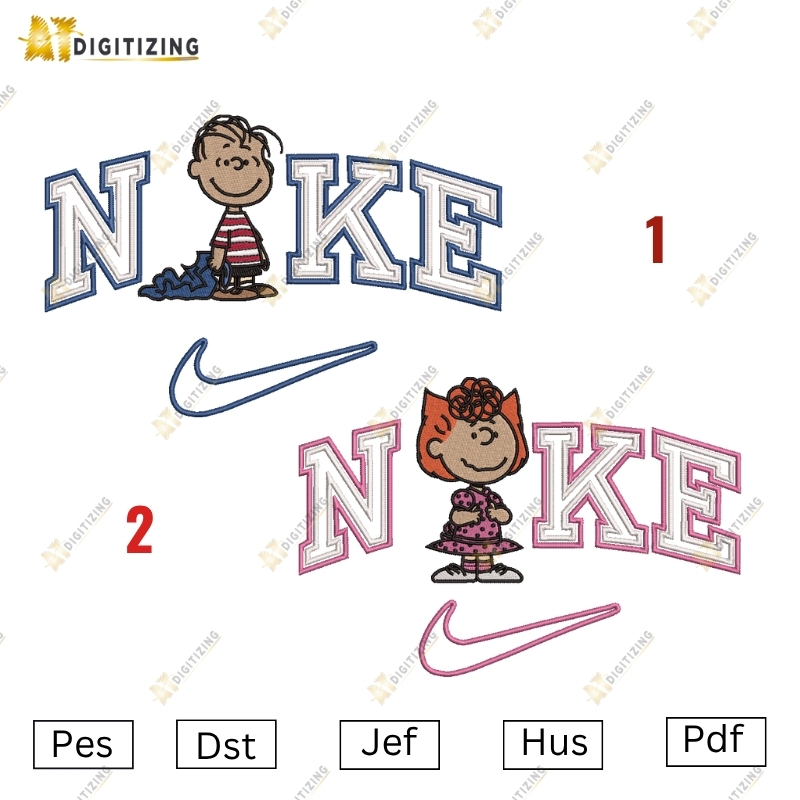 NIike Linus Van Pelt and Sally Brown Embroidery design