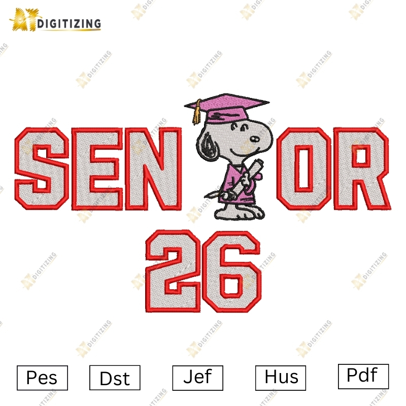 Snoopy Senrior 26 Embroidery design